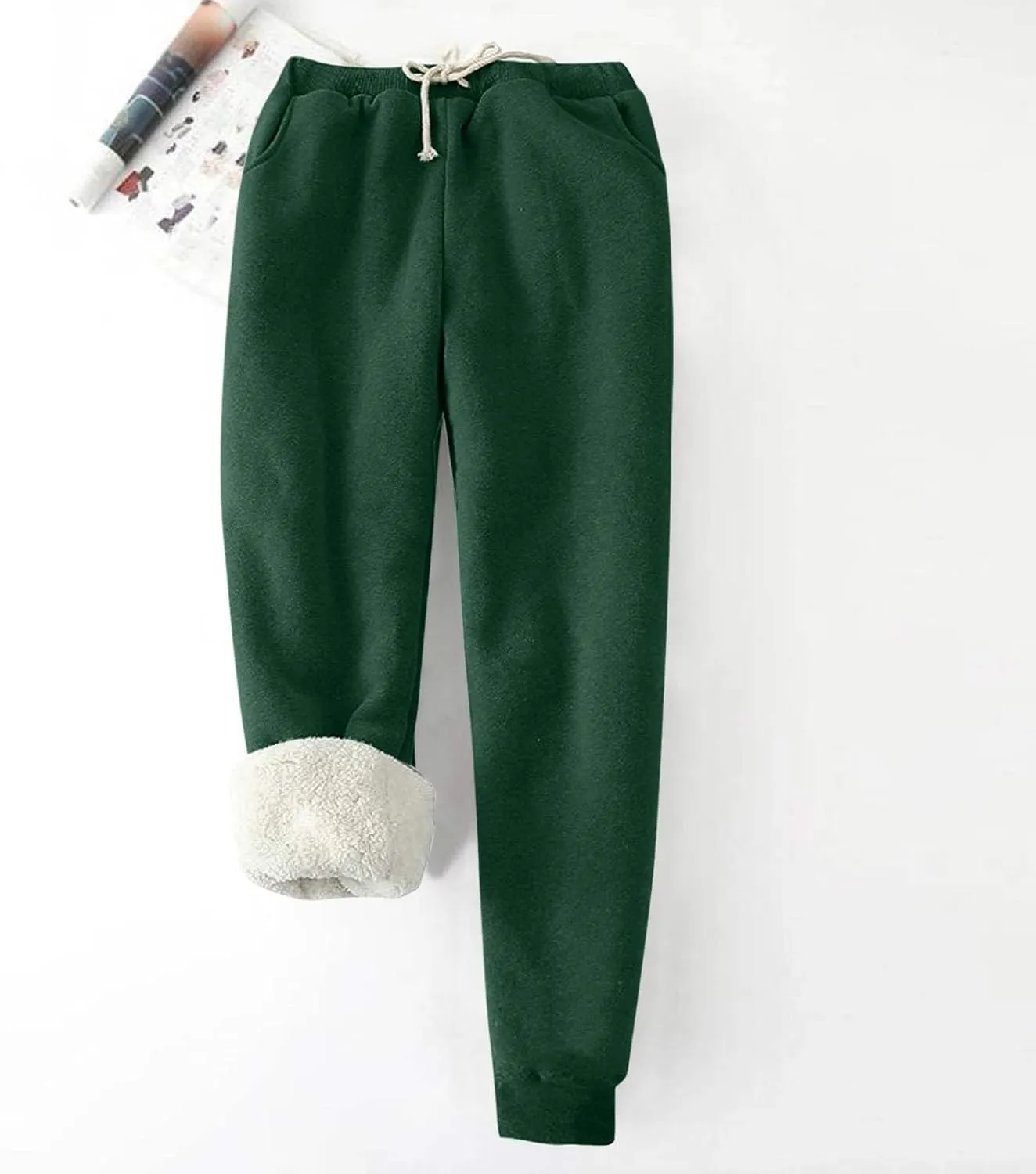 Fleece Lined Joggers Women High Waist Drawstring Athletic Joggers with Pockets Baggy Sweatpants Winter Warm Joggers