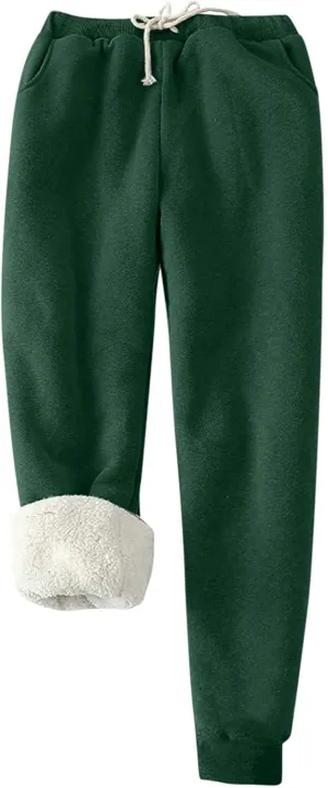 Fleece Lined Joggers Women High Waist Drawstring Athletic Joggers with Pockets Baggy Sweatpants Winter Warm Joggers