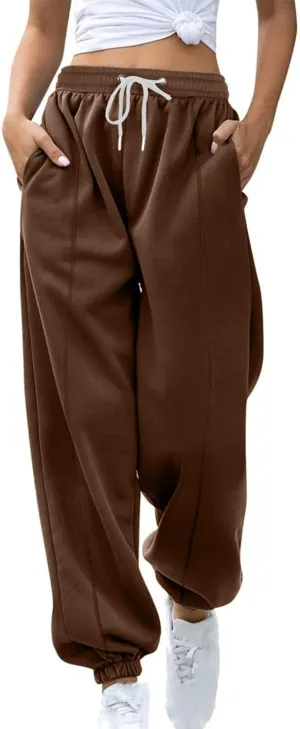 Fleece Lined Sweatpants Women Joggers with Pockets Loose High Waisted Sweat Pants Athletic Workout Track Pants