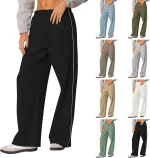 Fleece Sweatpants for Women Baggy Casual Wide Leg Lightweight Joggers Comfy Low Rise Lounge Pants with Pockets