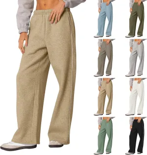 Fleece Sweatpants for Women Baggy Casual Wide Leg Lightweight Joggers Comfy Low Rise Lounge Pants with Pockets