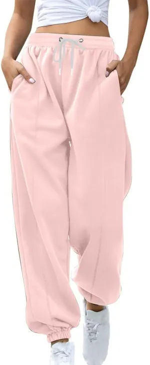 Fleece Womens Joggers with Pockets Loose Sweatpants High Waisted Sweat Pants Athletic Ankle Pull on Jogger Pants