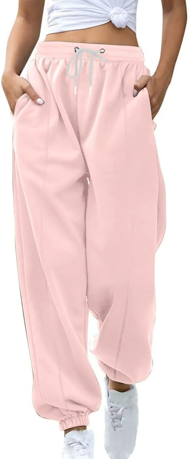 Fleece Womens Joggers with Pockets Loose Sweatpants High Waisted Sweat Pants Athletic Ankle Pull on Jogger Pants