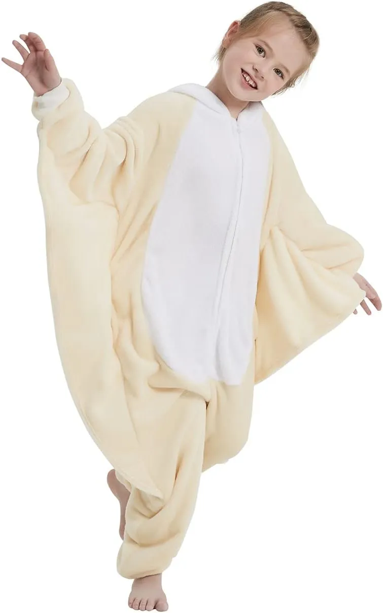 Flying Squirrel Onesie Kids Plush Animal Costume One Piece Pajamas Girls Teen Halloween Cosplay Sleepwear