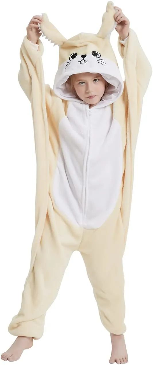 Flying Squirrel Onesie Kids Plush Animal Costume One Piece Pajamas Girls Teen Halloween Cosplay Sleepwear