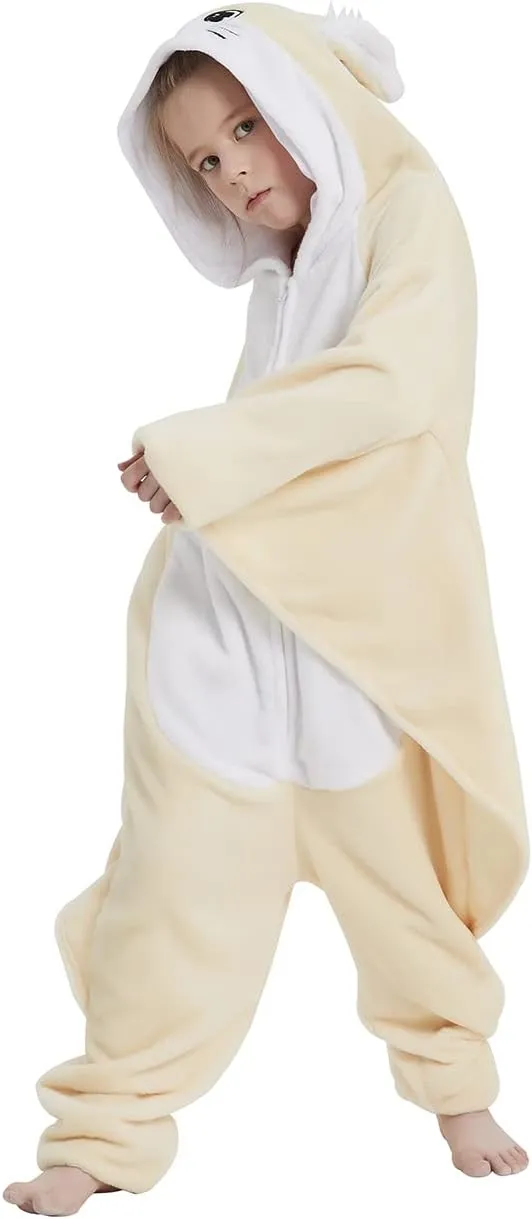 Flying Squirrel Onesie Kids Plush Animal Costume One Piece Pajamas Girls Teen Halloween Cosplay Sleepwear