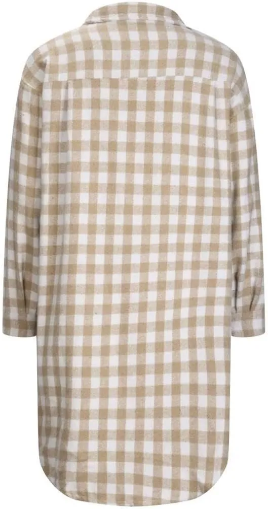 FMCHICO Womens Casual Plaid Flannel Shacket Jacket Oversized Button Down Long Sleeve Fall Shirt Jacket