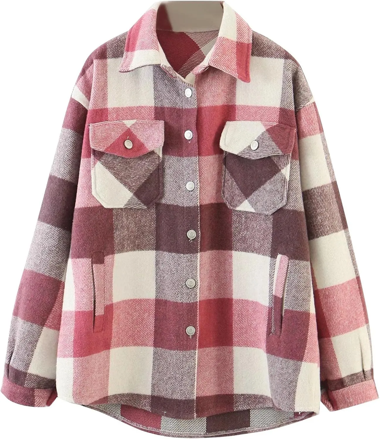 FMCHICO Womens Corduroy Shirts Casual Long Sleeve Button Down Shacket Jackets Oversized Blouses Tops with Pockets