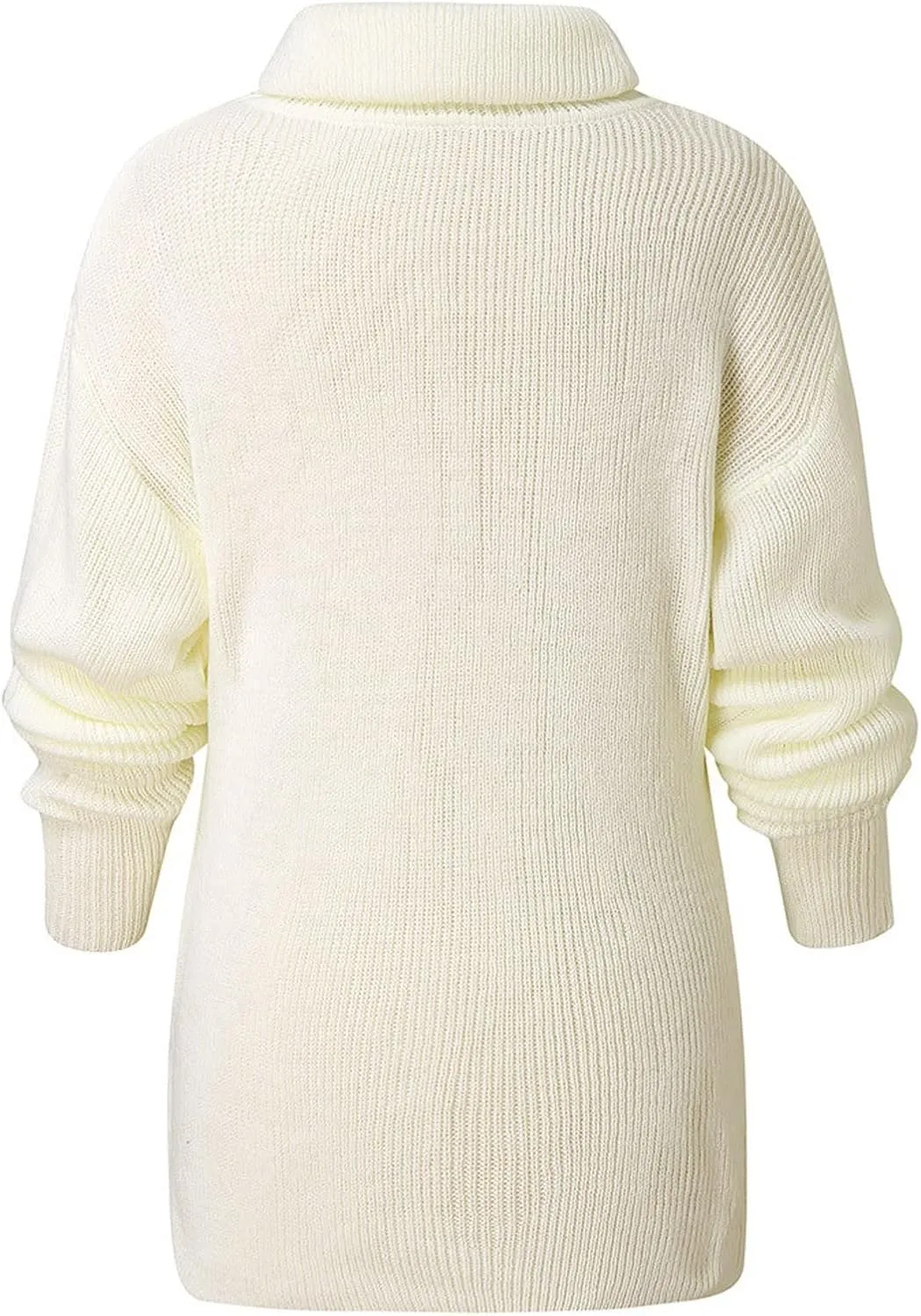 FMCHICO Women's Long Sleeve Turtleneck Loose Oversized Tunic Pullover Sweater Knit Tops
