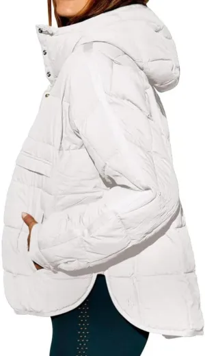 FMCHICO Women's Pullover Puffer Jacket Packable Hooded Oversize Winter Coat Tops