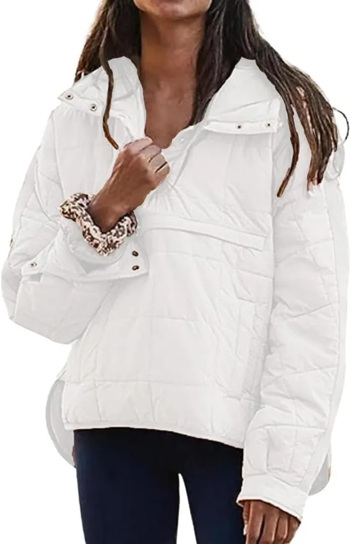FMCHICO Women's Pullover Puffer Jacket Packable Hooded Oversize Winter Coat Tops