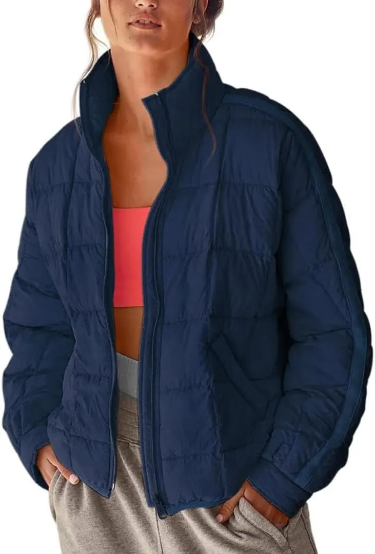 FMCHICO Womens Quilted Puffer Jacket Zip Up Lightweight Padded Coat Outwear