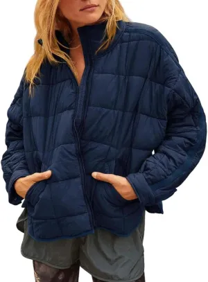 FMCHICO Womens Quilted Puffer Jacket Zip Up Lightweight Padded Coat Outwear