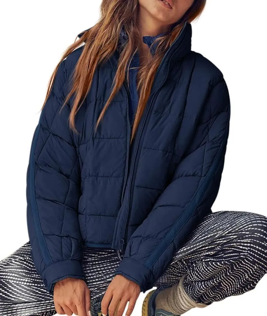 FMCHICO Womens Quilted Puffer Jacket Zip Up Lightweight Padded Coat Outwear