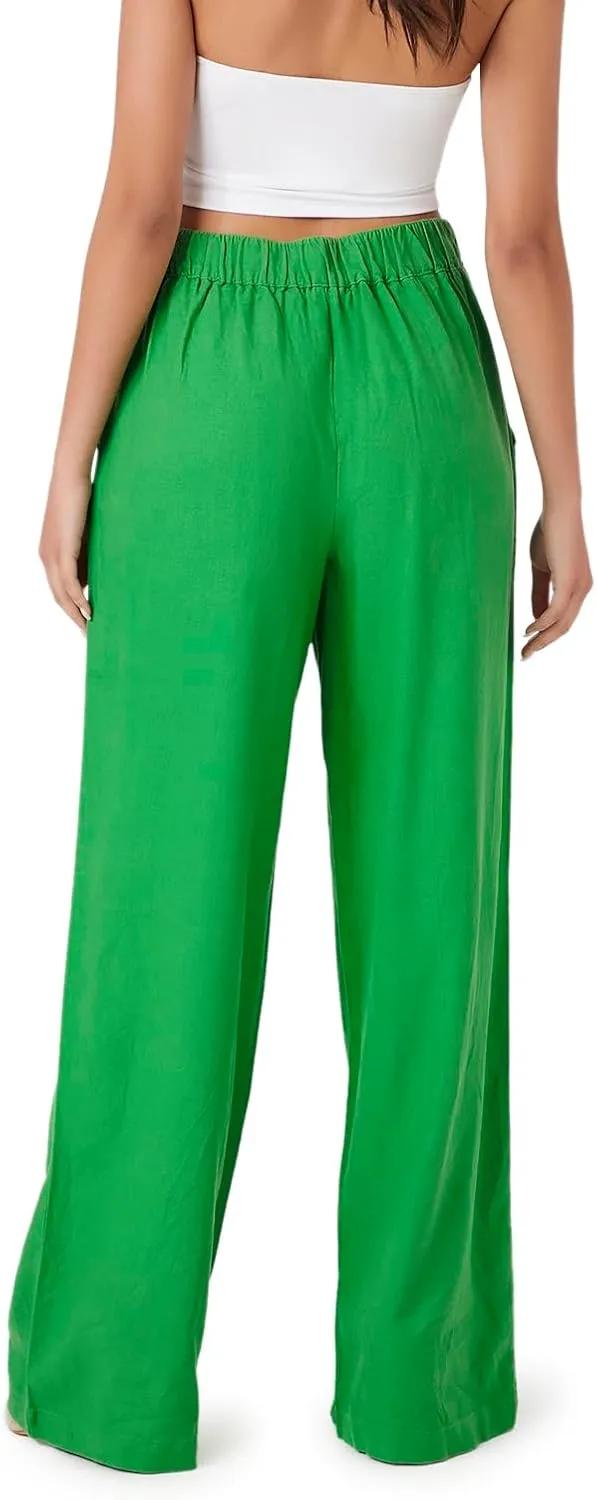 Forever 21 Women's Linen-Blend Wide-Leg Pants