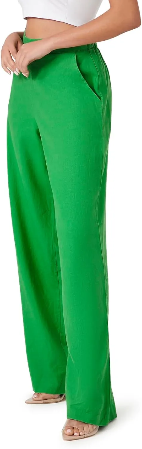 Forever 21 Women's Linen-Blend Wide-Leg Pants