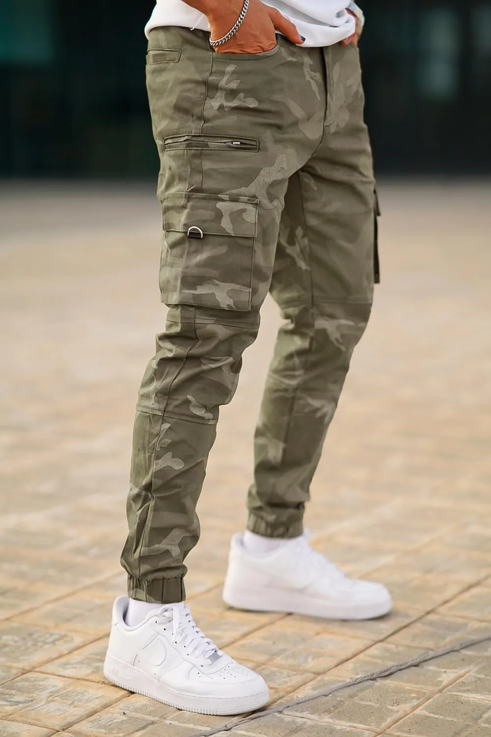 GINGTTO Mens Cargo Jogger Pants Slim Fit Stretch Zipper Pockets Thick Cotton Pants for Men