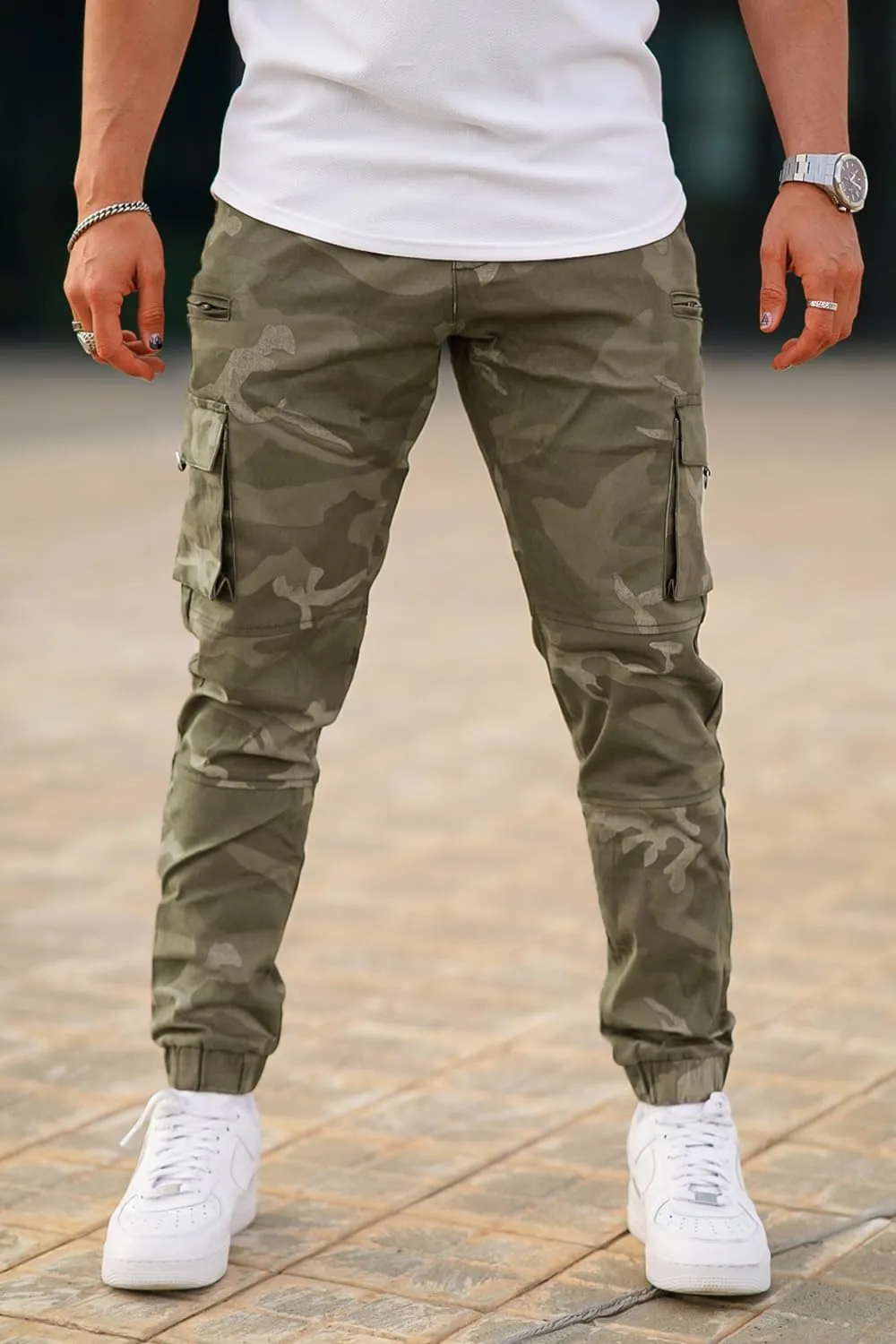 GINGTTO Mens Cargo Jogger Pants Slim Fit Stretch Zipper Pockets Thick Cotton Pants for Men