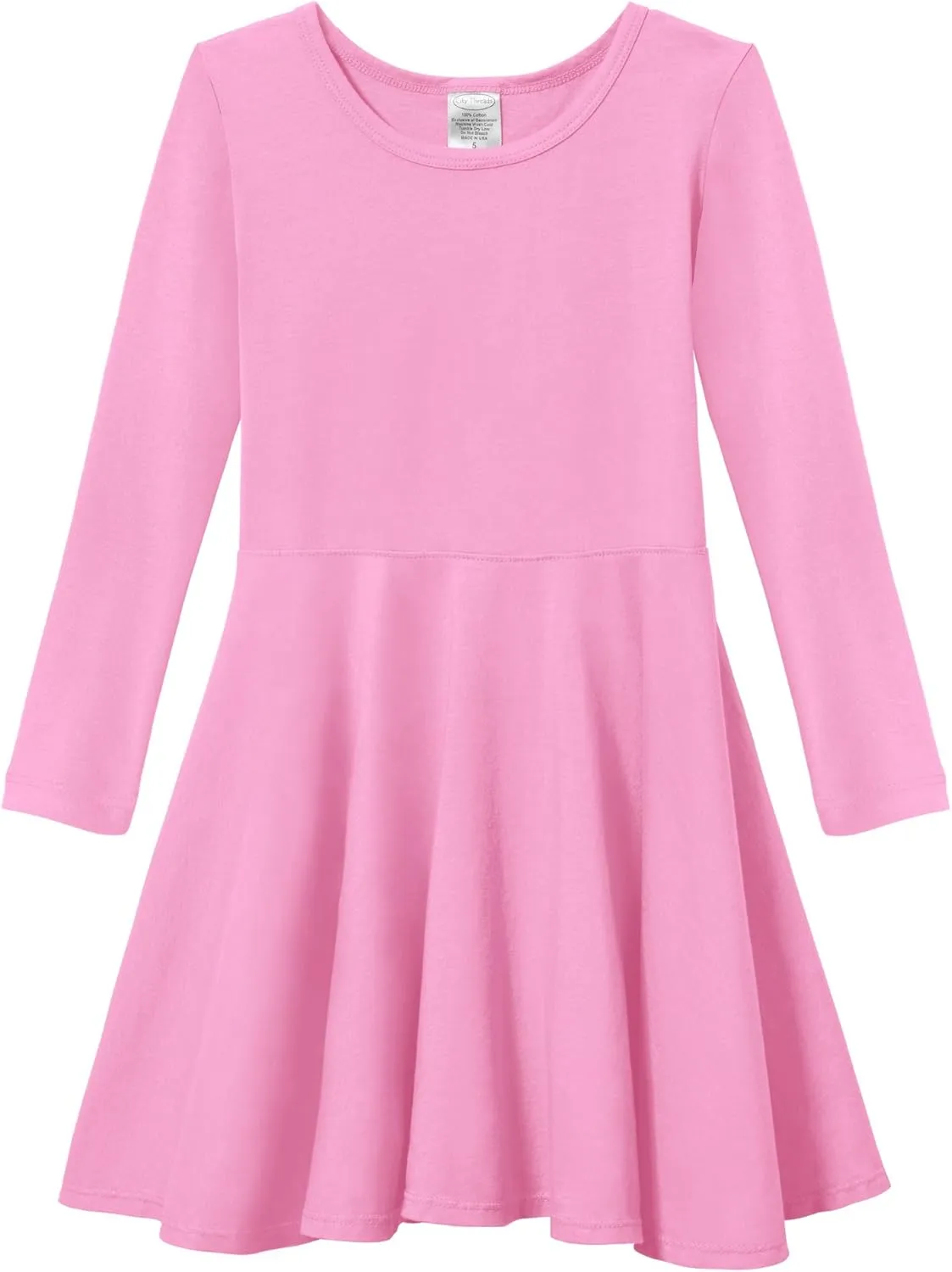 Girls Soft Cotton Jersey Long Sleeve Twirly Dress