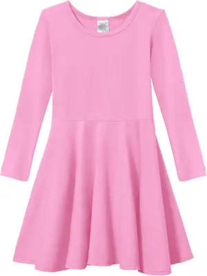 Girls Soft Cotton Jersey Long Sleeve Twirly Dress