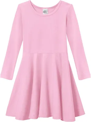 Girls Soft Cotton Jersey Long Sleeve Twirly Dress