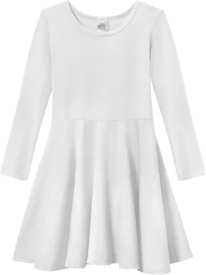 Girls Soft Cotton Jersey Long Sleeve Twirly Dress
