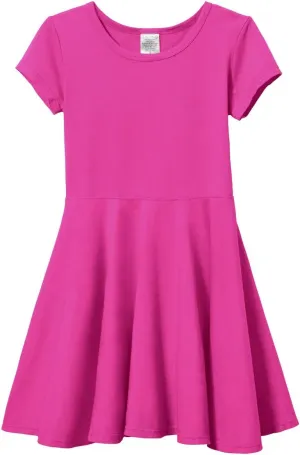 Girls Soft Cotton Jersey Short Sleeve Twirly Dress