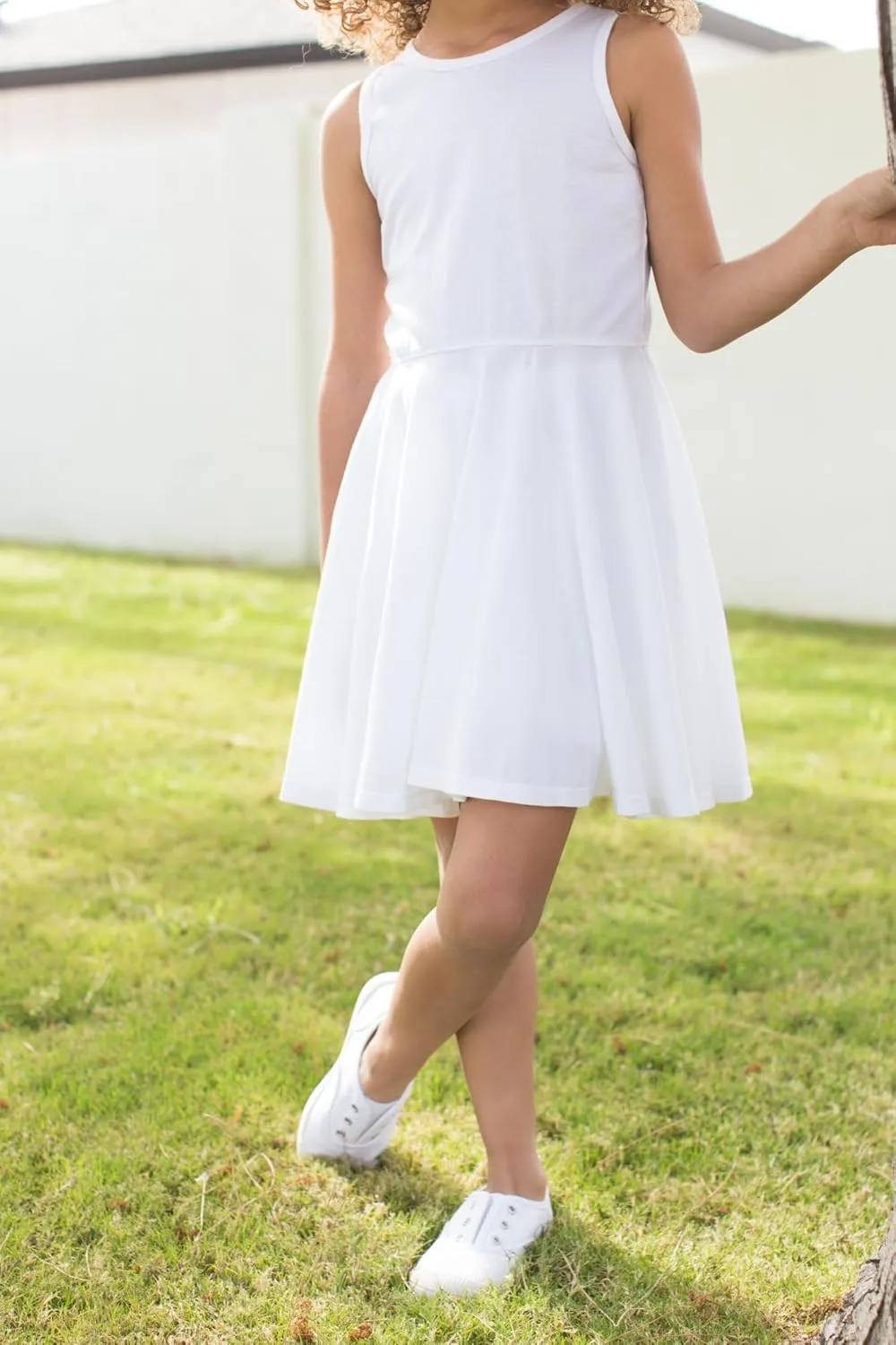 Girls Soft Cotton Jersey Short Sleeve Twirly Dress