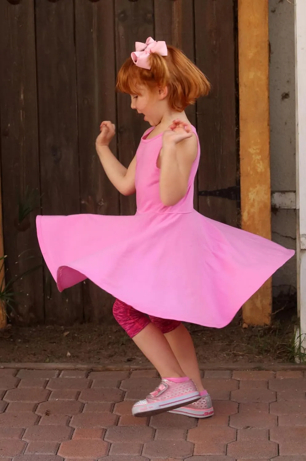 Girls Soft Cotton Jersey Short Sleeve Twirly Dress