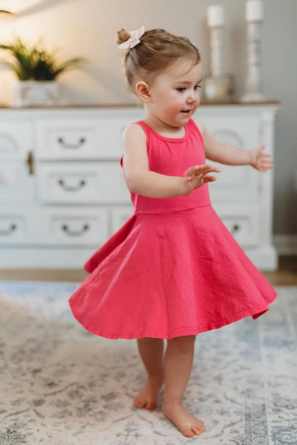 Girls Soft Cotton Jersey Short Sleeve Twirly Dress