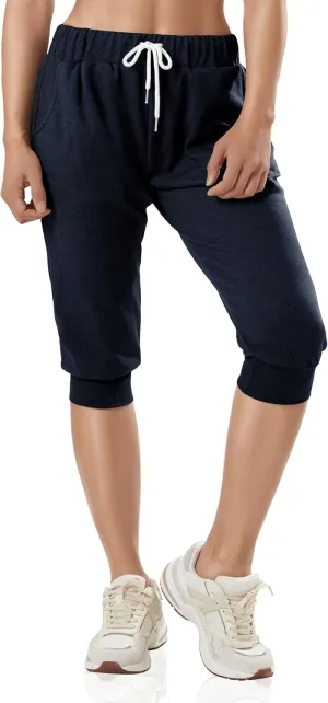 GIVON Womens Capri Pants Joggers Slim Fit Lightweight 3/4 Sweat Pants with Pocket for Yoga Gym Workout Sweatpants