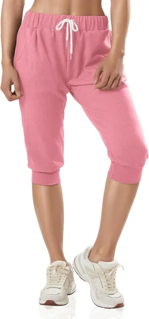GIVON Womens Capri Pants Joggers Slim Fit Lightweight 3/4 Sweat Pants with Pocket for Yoga Gym Workout Sweatpants