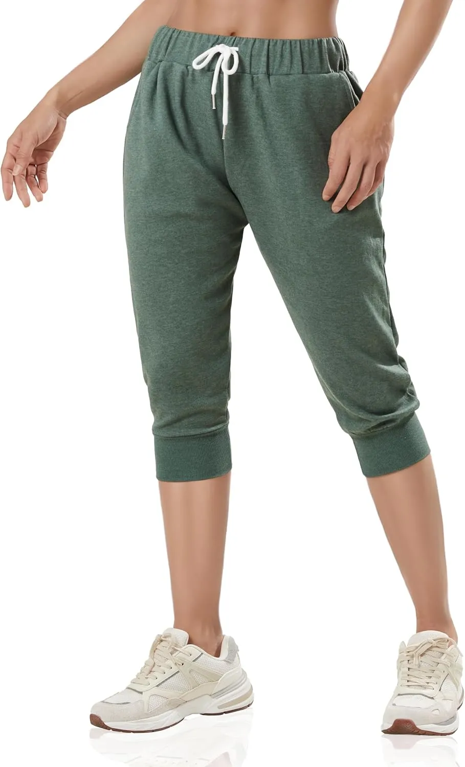 GIVON Womens Capri Pants Joggers Slim Fit Lightweight 3/4 Sweat Pants with Pocket for Yoga Gym Workout Sweatpants