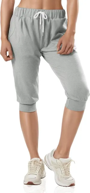 GIVON Womens Capri Pants Joggers Slim Fit Lightweight 3/4 Sweat Pants with Pocket for Yoga Gym Workout Sweatpants