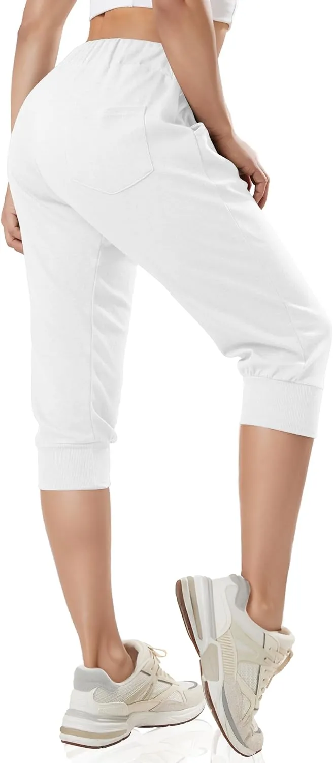 GIVON Womens Capri Pants Joggers Slim Fit Lightweight 3/4 Sweat Pants with Pocket for Yoga Gym Workout Sweatpants