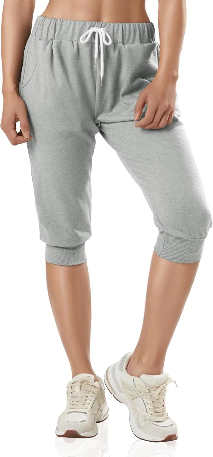 GIVON Womens Capri Pants Joggers Slim Fit Lightweight 3/4 Sweat Pants with Pocket for Yoga Gym Workout Sweatpants