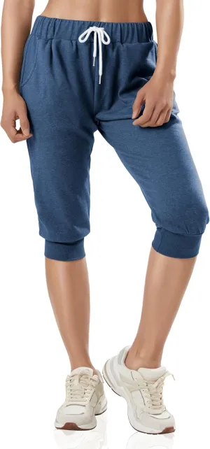 GIVON Womens Capri Pants Joggers Slim Fit Lightweight 3/4 Sweat Pants with Pocket for Yoga Gym Workout Sweatpants