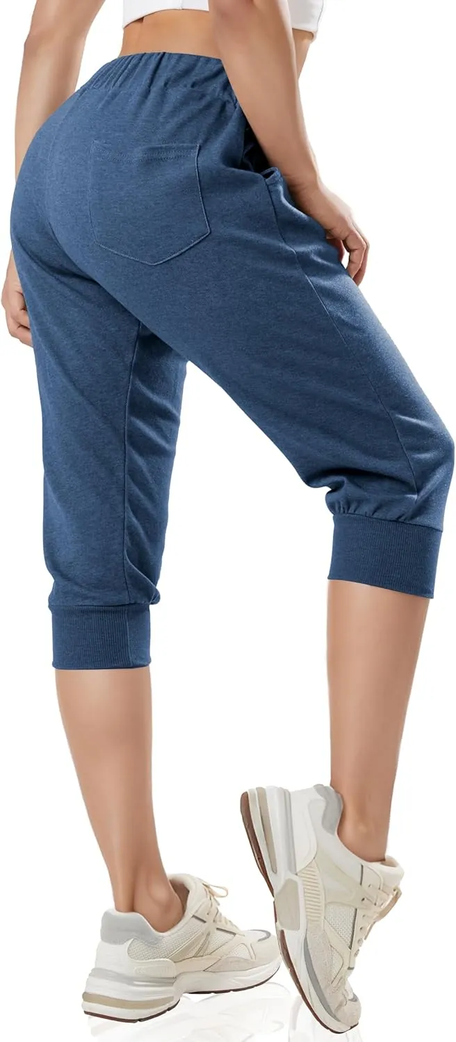 GIVON Womens Capri Pants Joggers Slim Fit Lightweight 3/4 Sweat Pants with Pocket for Yoga Gym Workout Sweatpants