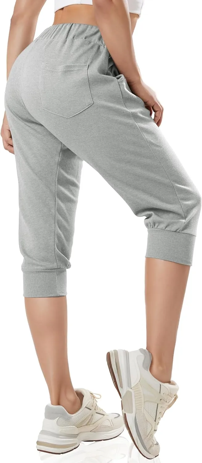 GIVON Womens Capri Pants Joggers Slim Fit Lightweight 3/4 Sweat Pants with Pocket for Yoga Gym Workout Sweatpants