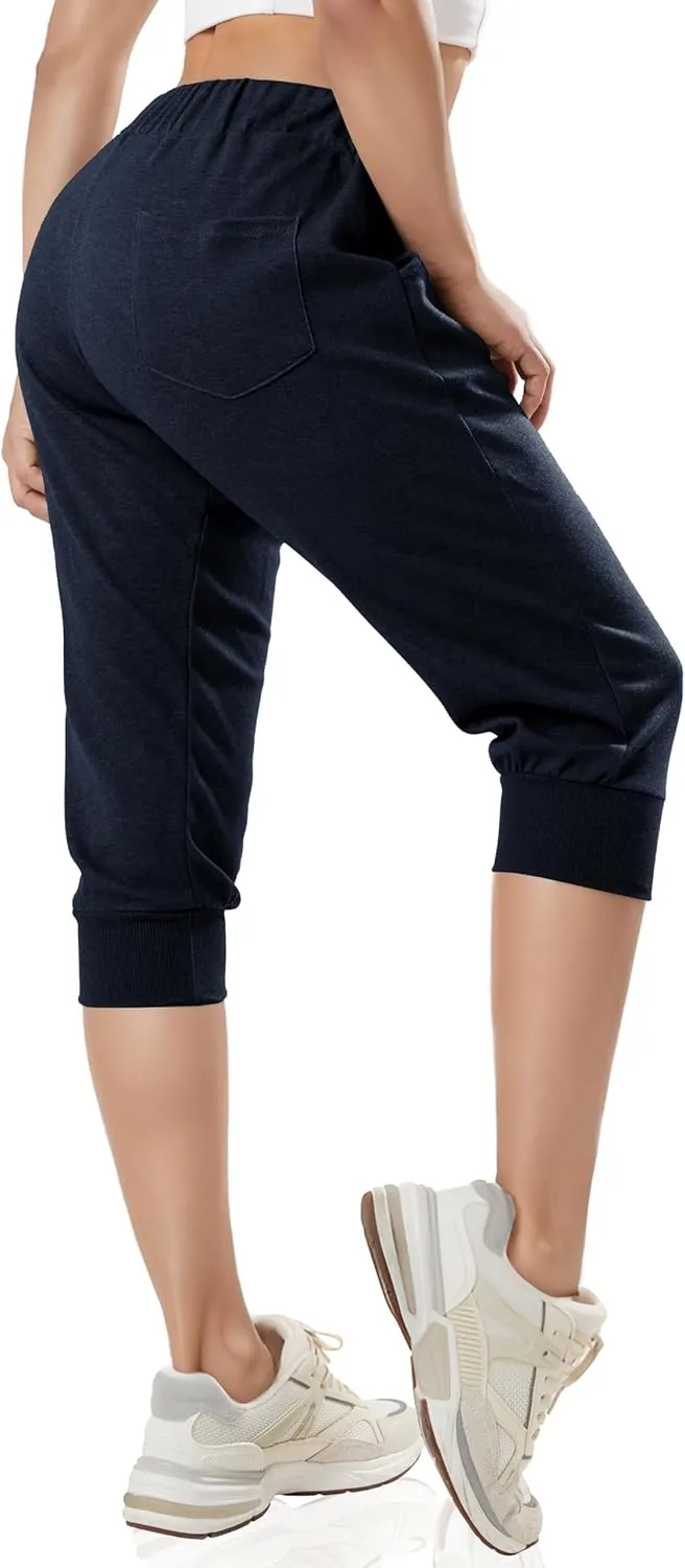 GIVON Womens Capri Pants Joggers Slim Fit Lightweight 3/4 Sweat Pants with Pocket for Yoga Gym Workout Sweatpants