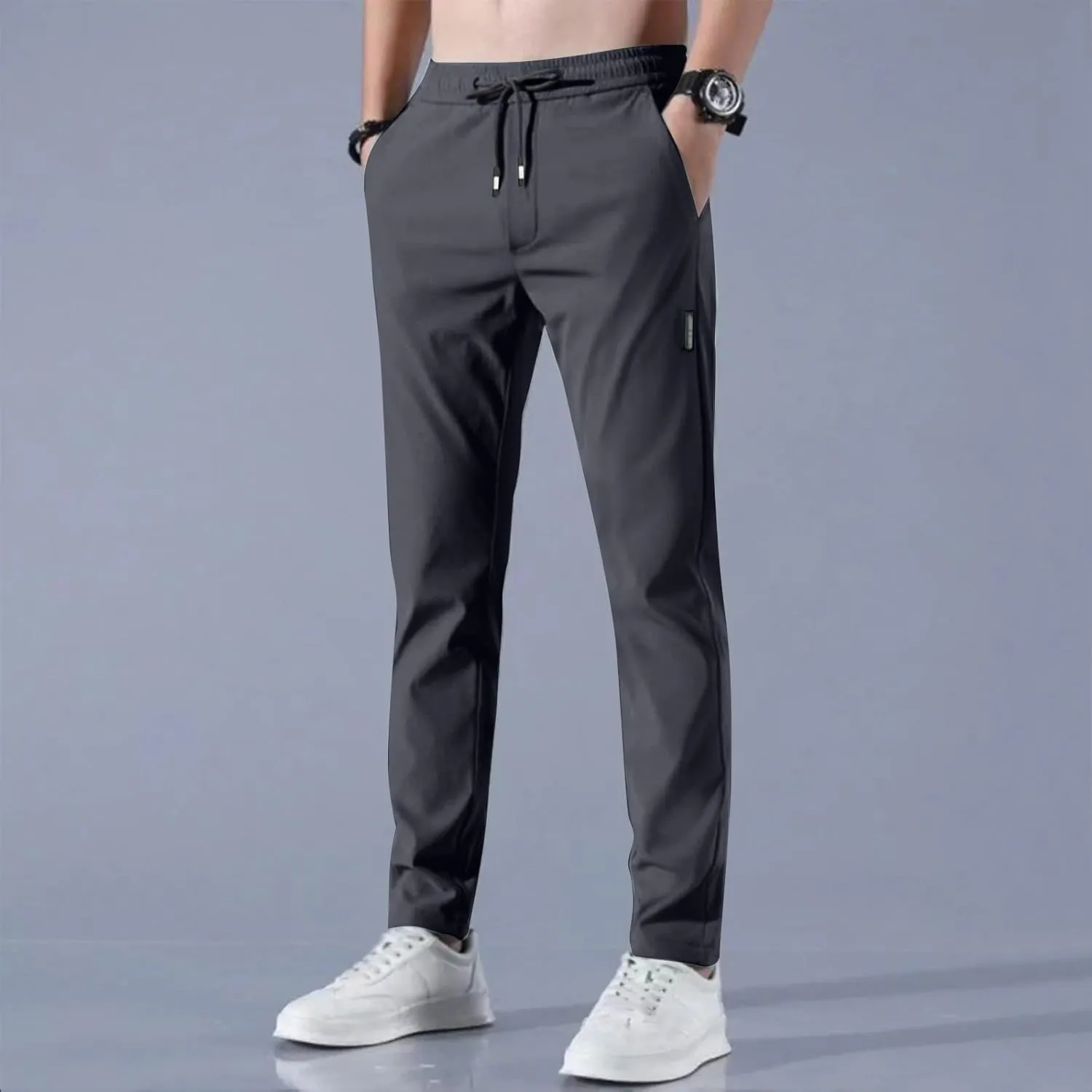 Glide Pants Men Petite Quick Dry Stretch Active Pants Elastic Waist Lightweight Hiking Pants with Pockets Glidepants