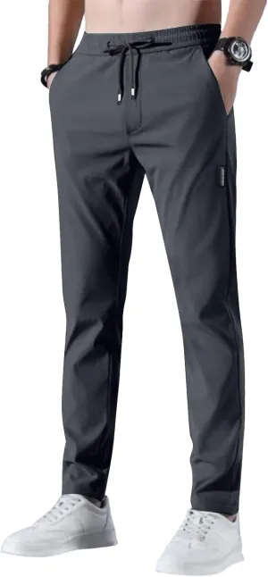 Glide Pants Men Petite Quick Dry Stretch Active Pants Elastic Waist Lightweight Hiking Pants with Pockets Glidepants