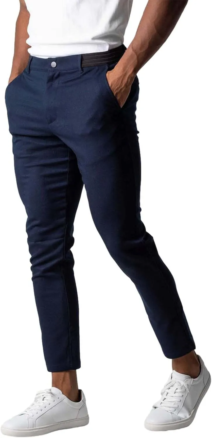 Golf Pants Men Slim Fit Muscle Elastic Trousers Business Breathable Classic Stretch Casual Suit Pants with Pockets