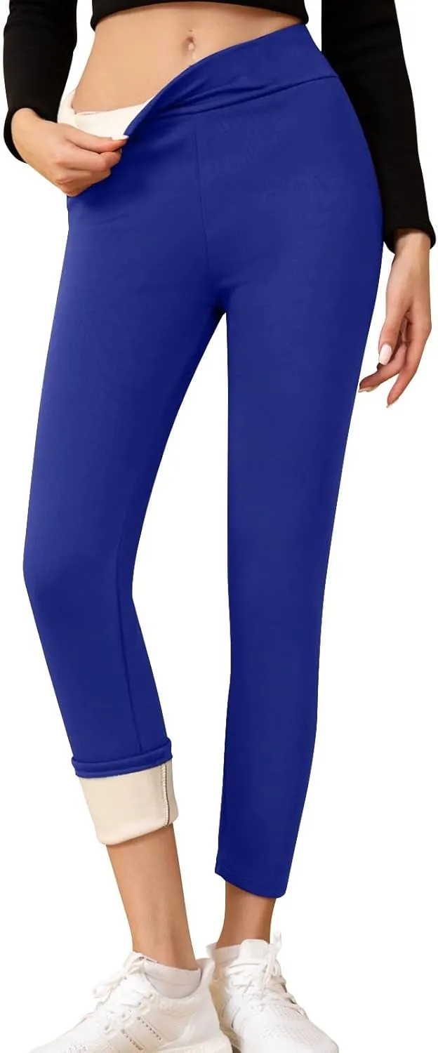 Gumipy Women Fleece Lined Leggings High Waisted Thermal Sherpa Sweatpants Soft Comfy Joggers Tummy Control Winter Pants