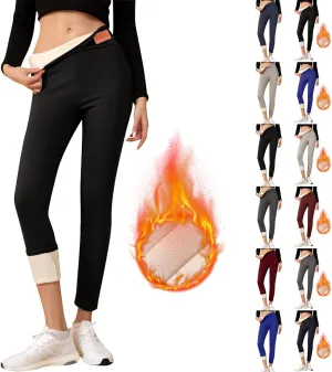 Gumipy Women Fleece Lined Leggings High Waisted Thermal Sherpa Sweatpants Soft Comfy Joggers Tummy Control Winter Pants