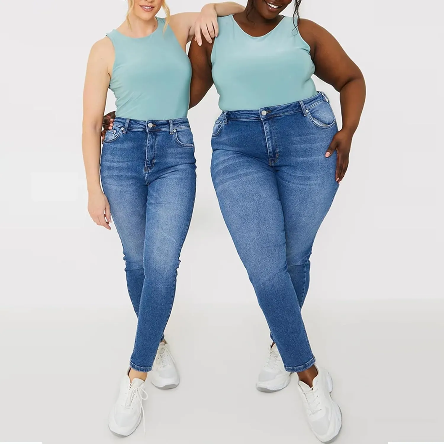 Gumipy Women Tummy Control Jeans Plus Size Stretchy High Waisted Jeans Curvy Slim Fit Butt Lifting Denim Skinny Jeans