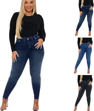 Gumipy Women Tummy Control Jeans Plus Size Stretchy High Waisted Jeans Curvy Slim Fit Butt Lifting Denim Skinny Jeans