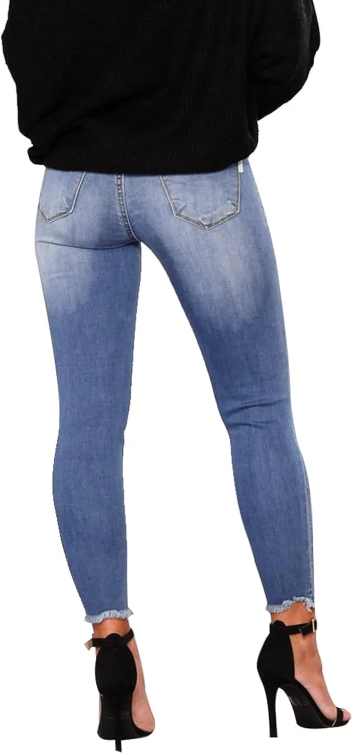 Gumipy Womens Skinny Jeans High Waisted Stretchy Ripped Jeans Trendy Tummy Control Jeggings Butt Lifting Distressed Jeans
