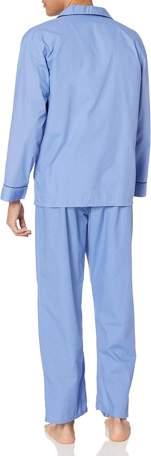 Hanes Men's Long Sleeve Plain Weave Pajama Set
