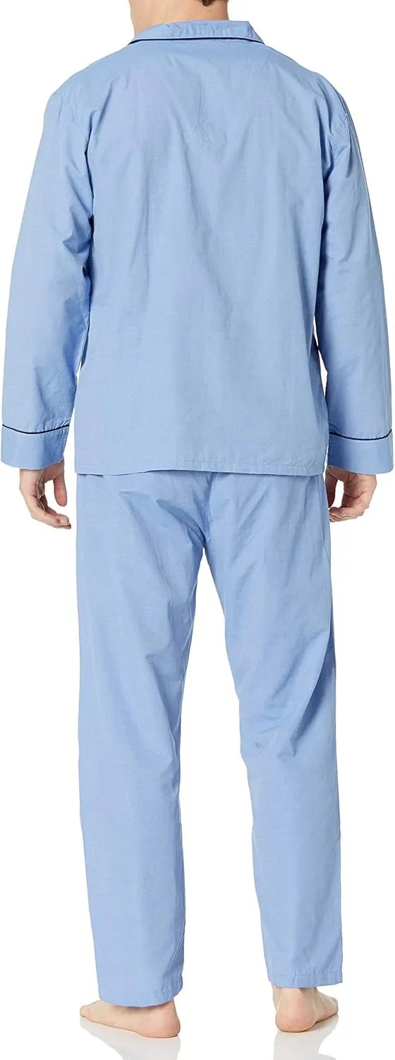 Hanes Men's Long Sleeve Plain Weave Pajama Set